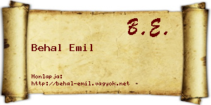 Behal Emil névjegykártya